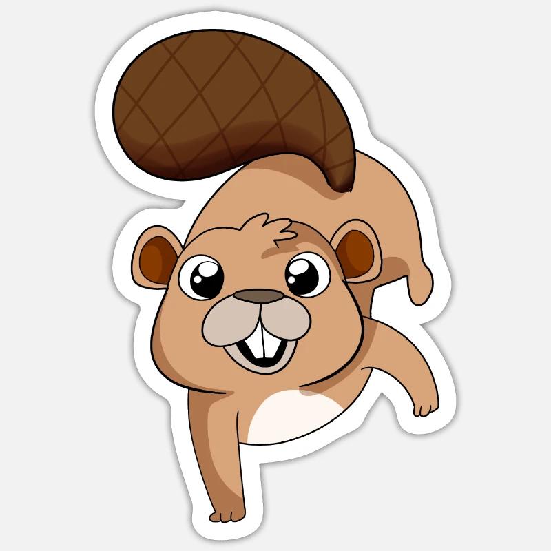 Funny Beaver Comic Style - Sticker size S (10 x 10 cm) - white matte