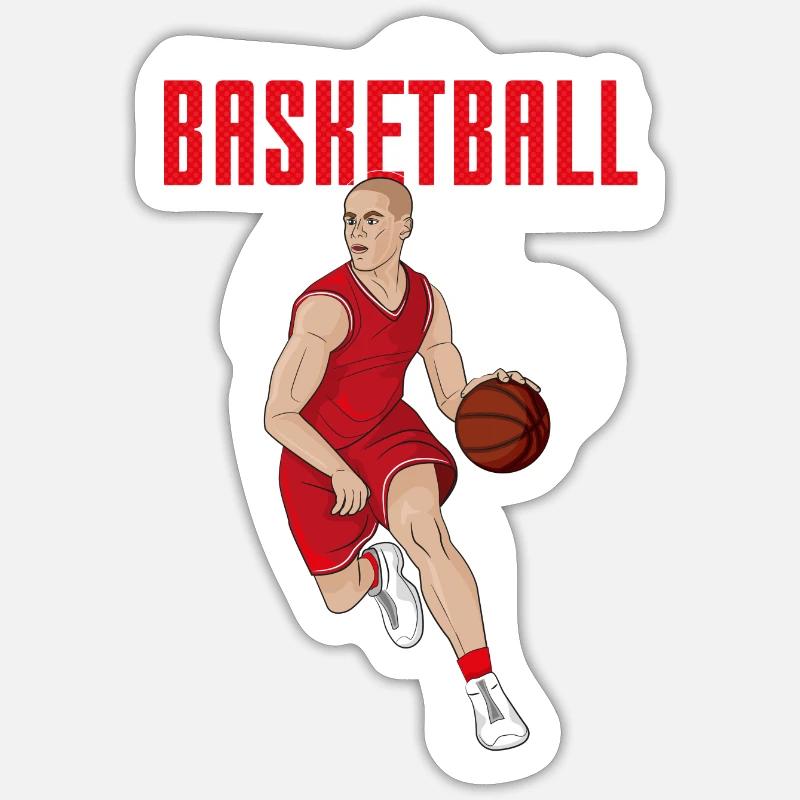 basketteur en rouge - Sticker taille S (10 x 10 cm) - blanc mat