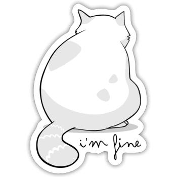 Backview Fluffy Cat Silhouette - Sticker size S (10 x 10 cm) - white matte - Front
