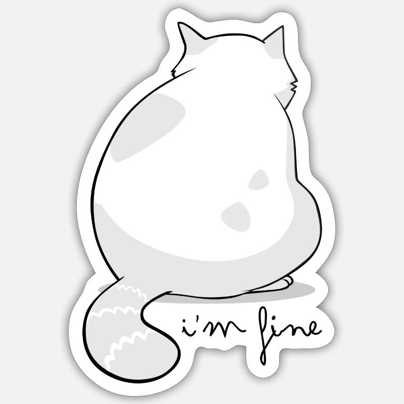 Backview Fluffy Cat Silhouette Sticker size S (10 x 10 cm)