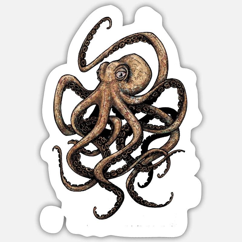 octopus - Sticker size S (10 x 10 cm) - white matte