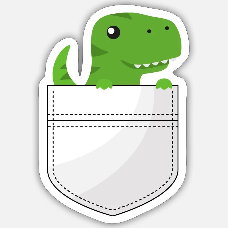 Dino de poche - Sticker taille S (10 x 10 cm) - blanc mat