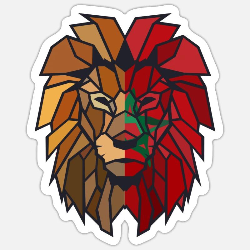 Marokko Löwe Polygon Sticker Größe S (10 x 10 cm)