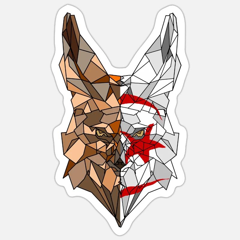 Fennec polygone drapeau de l'Algérie Sticker taille S (10 x 10 cm)