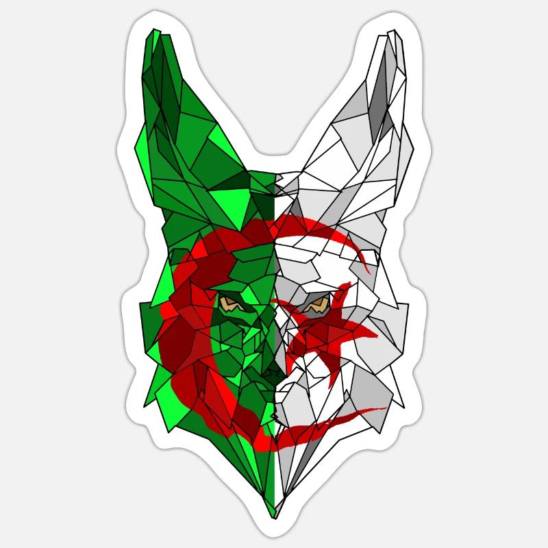 Fennec et drapeau de l'Algérie en polysphère 3 Sticker taille S (10 x 10 cm)