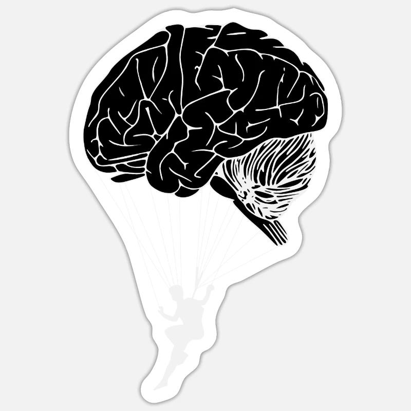 Brain Paragliding - Sticker Größe S (10 x 10 cm) - Mattweiß