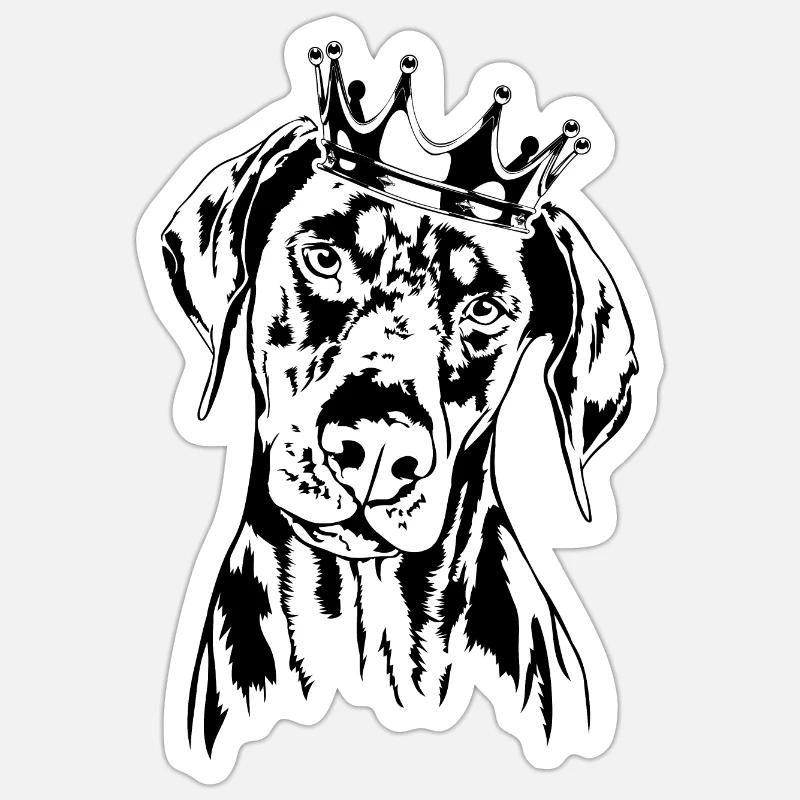 DOBERMANN Krone Chiens Wilsigns - Sticker taille S (10 x 10 cm) - blanc mat