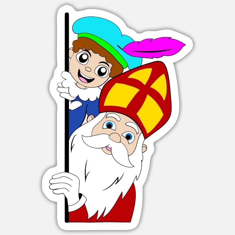 Peek Sinterklaas et piet - Sticker taille S (10 x 10 cm) - blanc mat