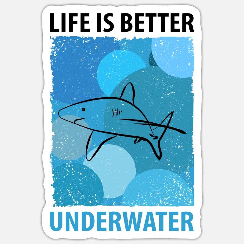 Requin Requin Mégalodon Baleine Requin Marteau Requins - Sticker taille S (10 x 10 cm) - blanc mat