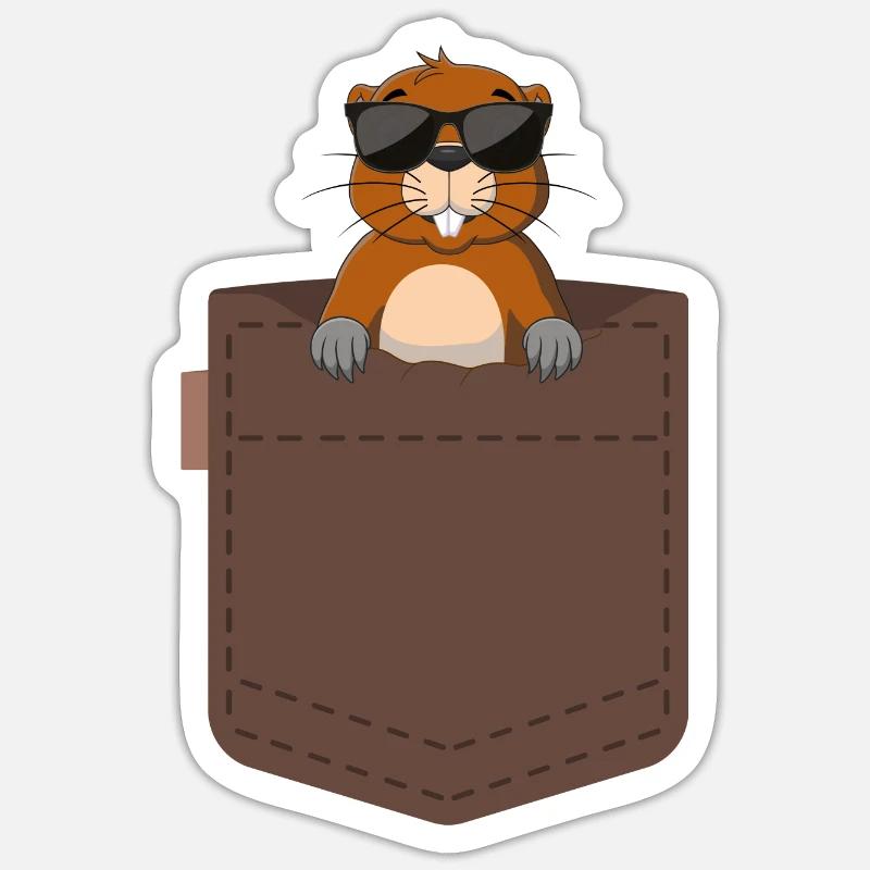 Maulwurf in einer Tasche - Sticker Größe S (10 x 10 cm) - Mattweiß