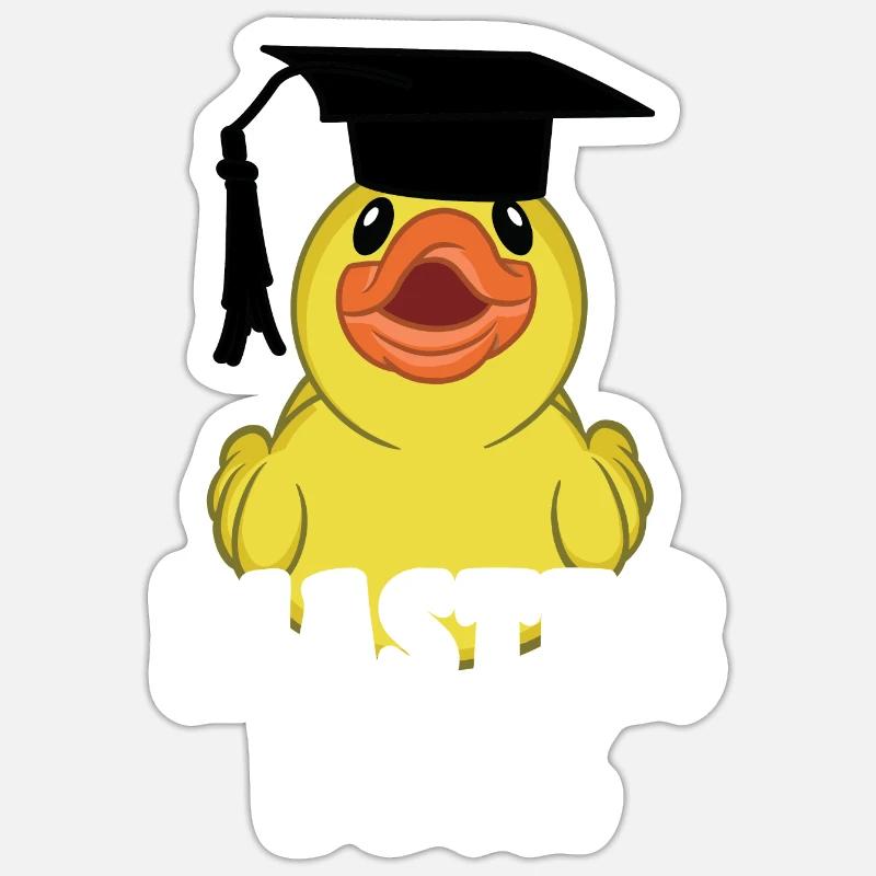 Master Duck Student Spruch - Sticker Größe S (10 x 10 cm) - Mattweiß