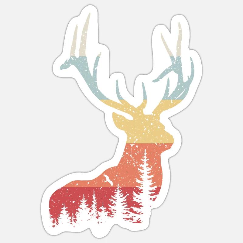 Cerf - Sticker taille S (10 x 10 cm) - blanc mat