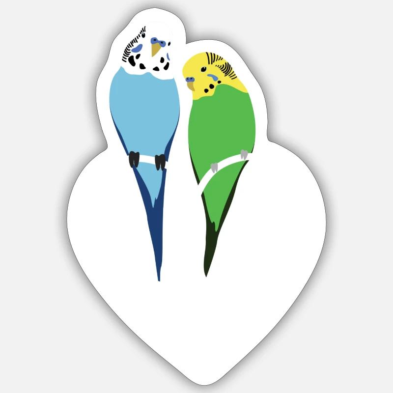 Cœur de Budgerigar - Sticker taille S (10 x 10 cm) - blanc mat