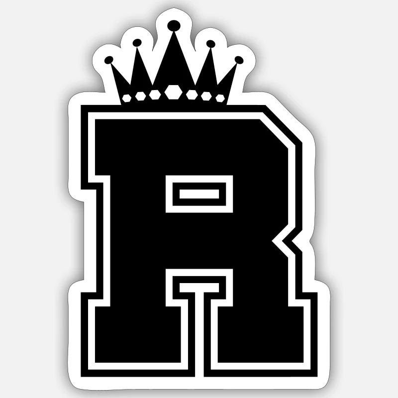 lettre R couronne - Sticker taille S (10 x 10 cm) - blanc mat