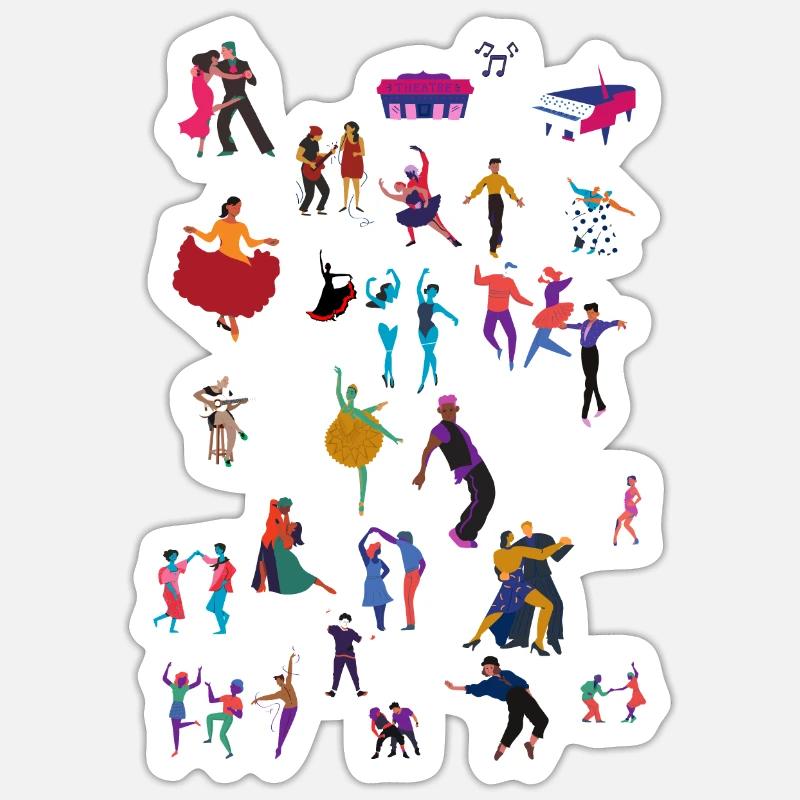 dance - Sticker taille S (10 x 10 cm) - blanc mat