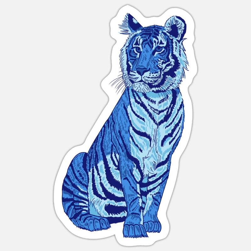 Tiger blue - Sticker size S (10 x 10 cm) - white matte