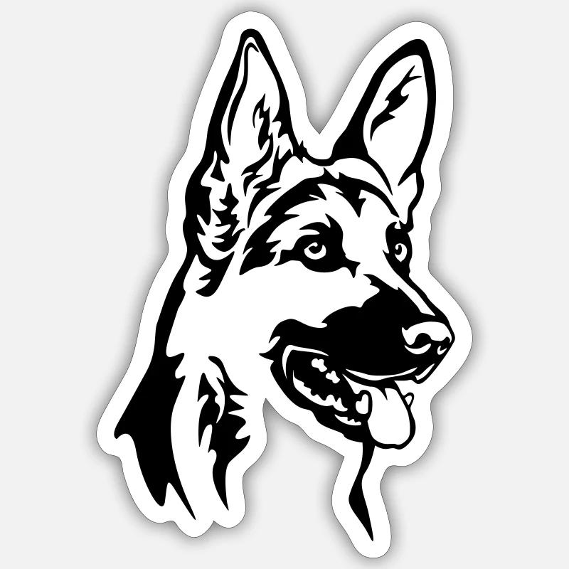 German Shepherd Head - Sticker size S (10 x 10 cm) - white matte