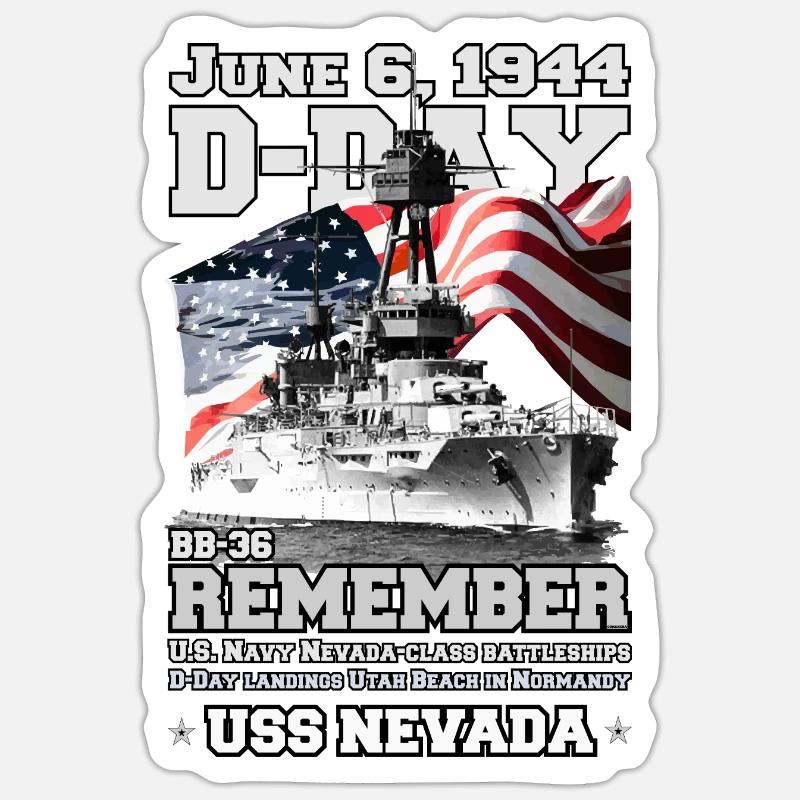 ERINNERN SIE SICH AN DEN D-DAY USS Nevada BB-36 Sticker Größe S (10 x 10 cm)