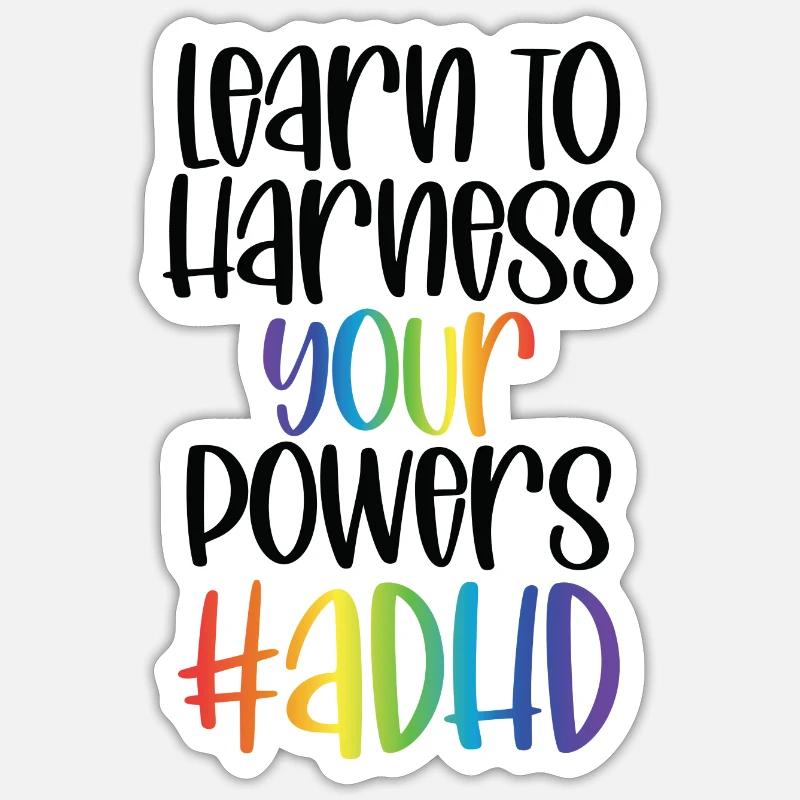 ADHD - Sticker størrelse S (10 x 10 cm) - mat hvid