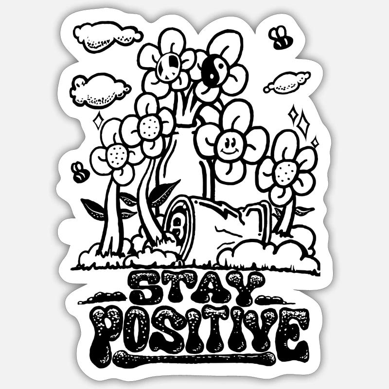 Restez positif - Sticker taille S (10 x 10 cm) - blanc mat
