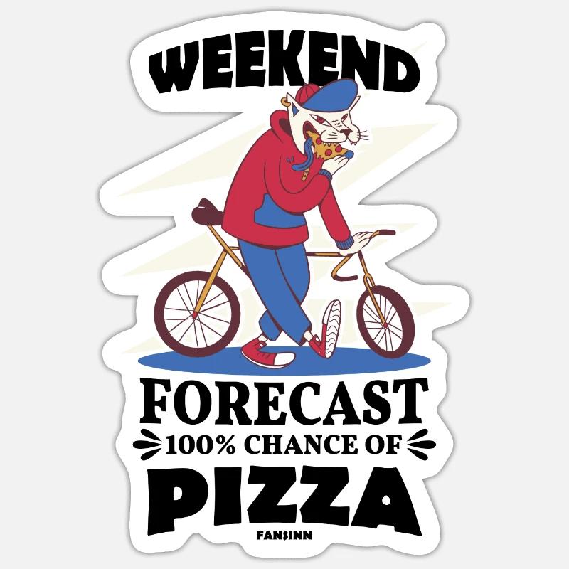 Prévisions du week-end 100% de chances de pizza Sticker taille S (10 x 10 cm)