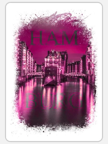 Hamburger Kiez Rotlichtviertel Reeperbahn - Sticker Größe S (10 x 10 cm) - Mattweiß