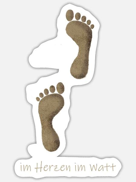 Im Herzen im Watt - Sticker Größe S (10 x 10 cm) - Mattweiß