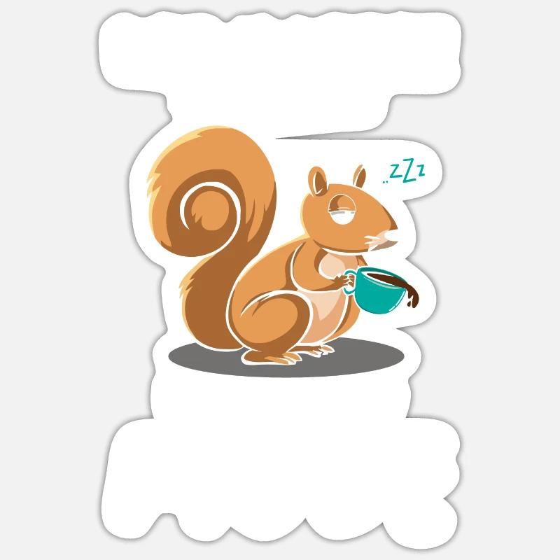 Der Kaffee Ist Kaputt Ich Bin Müde Eichhörnchen Sticker Größe S (10 x 10 cm)
