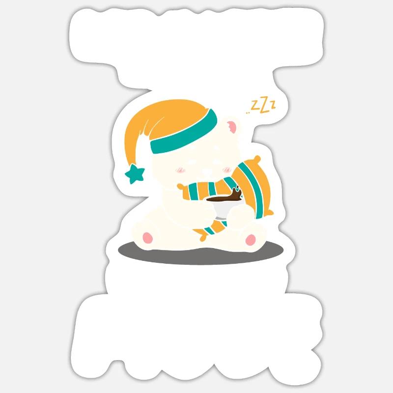 Der Kaffee Ist Kaputt Ich Bin Noch Müde Eisbär Sticker Größe S (10 x 10 cm)