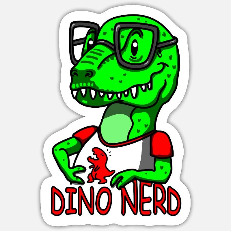 Dino Nerd Dinosaurier T-rex - Sticker Größe S (10 x 10 cm) - Mattweiß