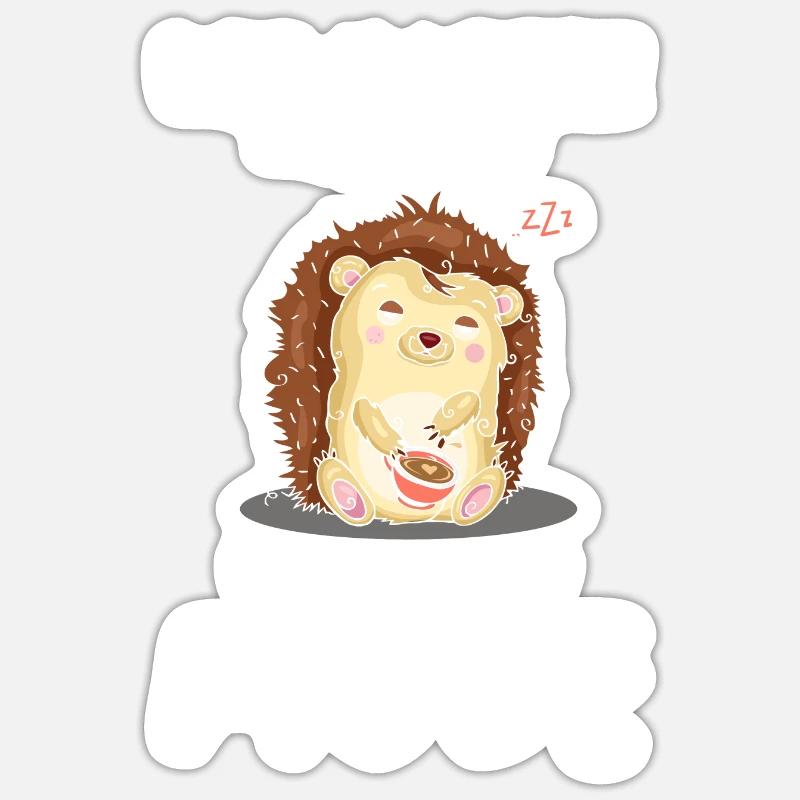 Der Kaffee Ist Kaputt Ich Bin Noch Müde Igel - Sticker Größe S (10 x 10 cm) - Mattweiß
