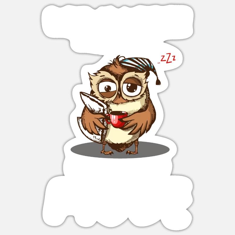 Der Kaffee Ist Kaputt Ich Bin Noch Müde Eule - Sticker Größe S (10 x 10 cm) - Mattweiß