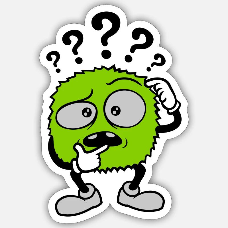 Point d’interrogation visage sceptique comique - Sticker taille S (10 x 10 cm) - blanc mat