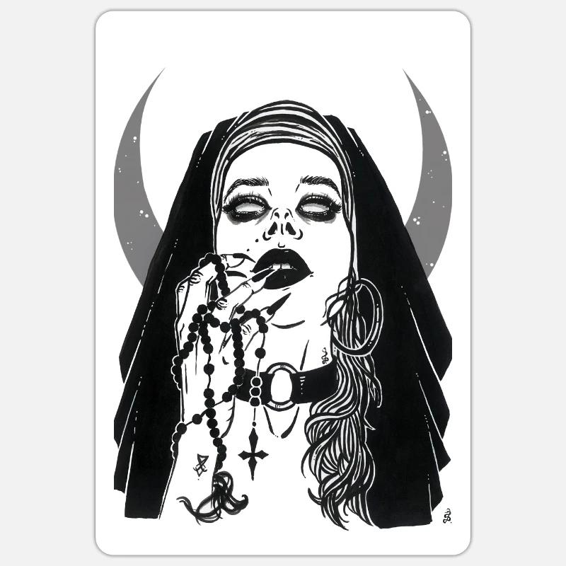 Die dunkle Nonne - Sticker Größe S (10 x 10 cm) - Mattweiß