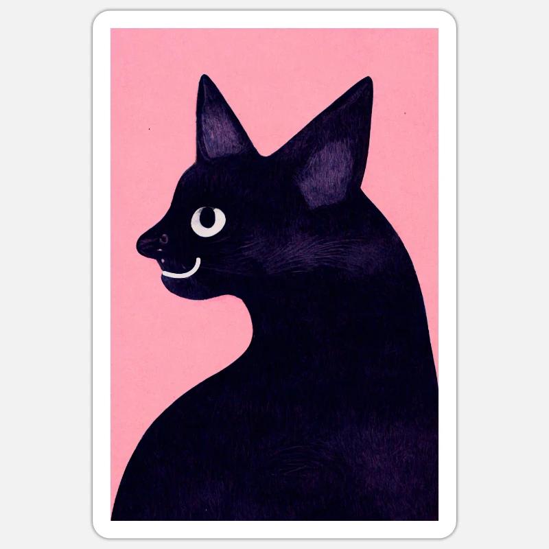 Gothique Kitty Rose Rétro - Sticker taille S (10 x 10 cm) - blanc mat