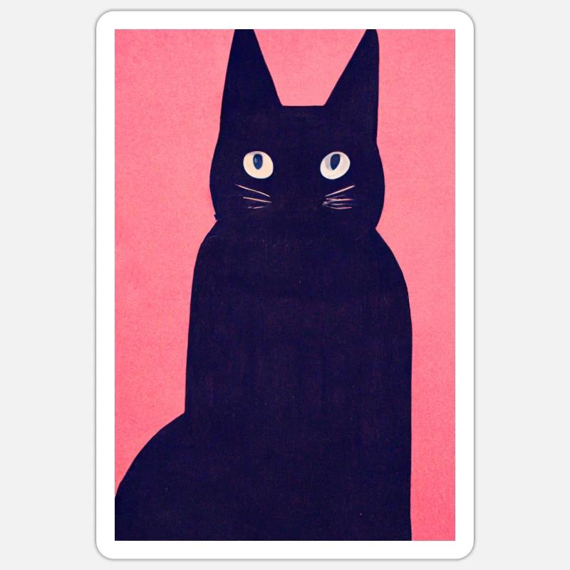 Gothic Cat Retro - Sticker size S (10 x 10 cm) - white matte