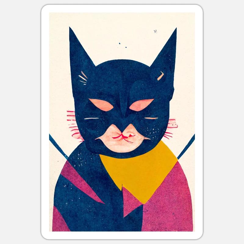 Retro Cat Bat Retro - Sticker size S (10 x 10 cm) - white matte