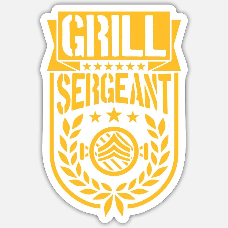 Grill Sergeant Grillparty Lorbeerkranz Sticker Größe S (10 x 10 cm)