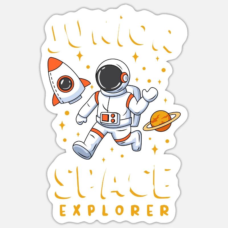 Junior Space Explorer Outer Space Astronaut - Sticker Größe S (10 x 10 cm) - Mattweiß