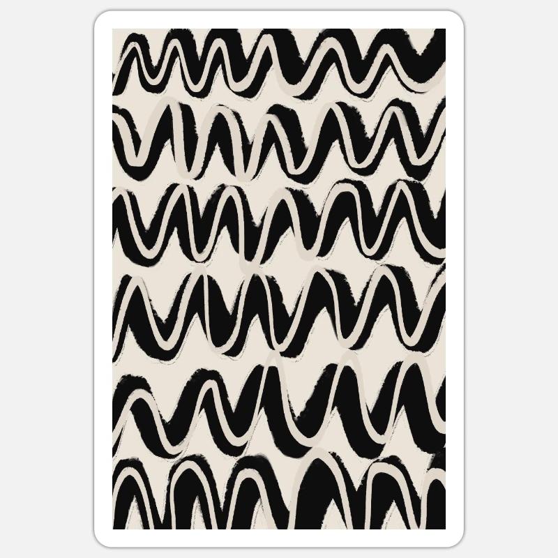 Black Beige Waves Pattern Sticker size S (10 x 10 cm)