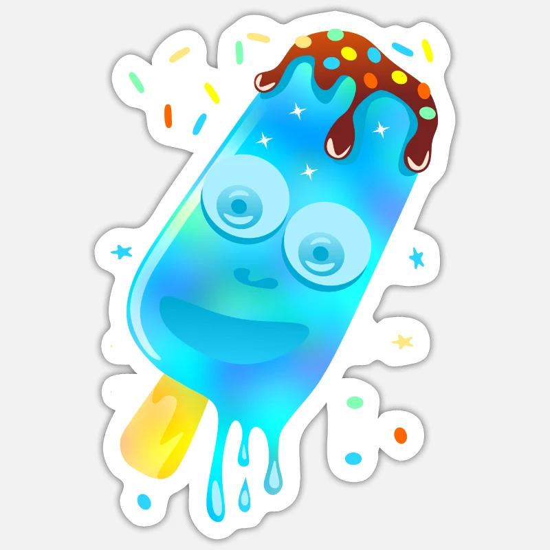Farbiges Eis – Blau - Sticker Größe S (10 x 10 cm) - Mattweiß