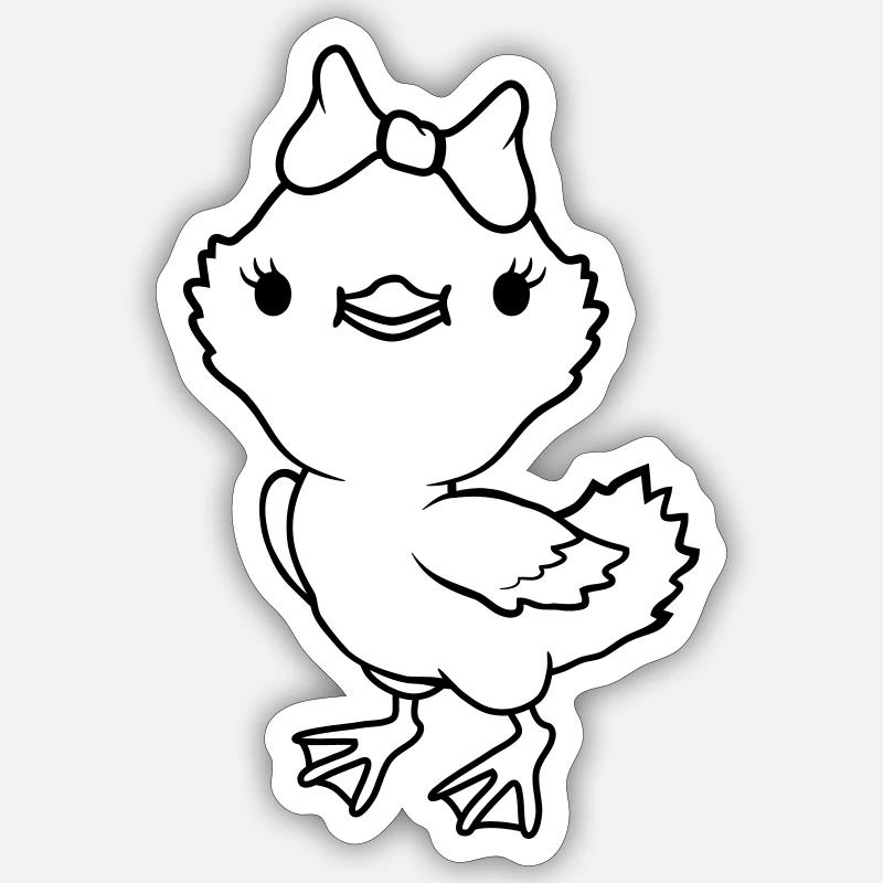 Mädchen süßes Chick Schleife Sticker Größe S (10 x 10 cm)