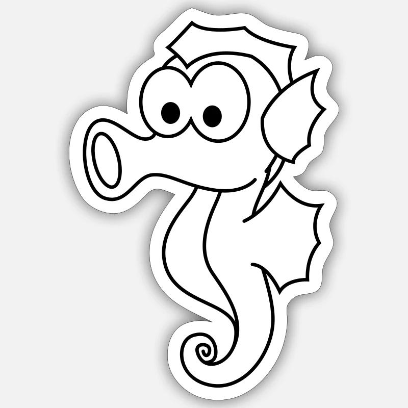Hippocampe Comic Animal Sticker taille S (10 x 10 cm)