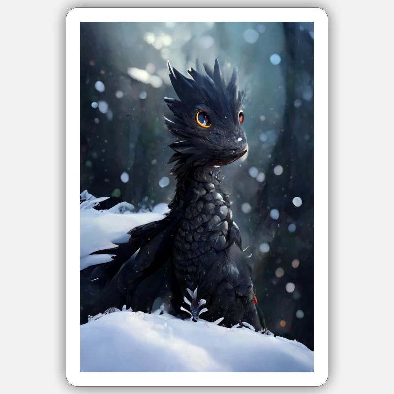 Junger schwarzer Drache Sticker Größe S (10 x 10 cm)