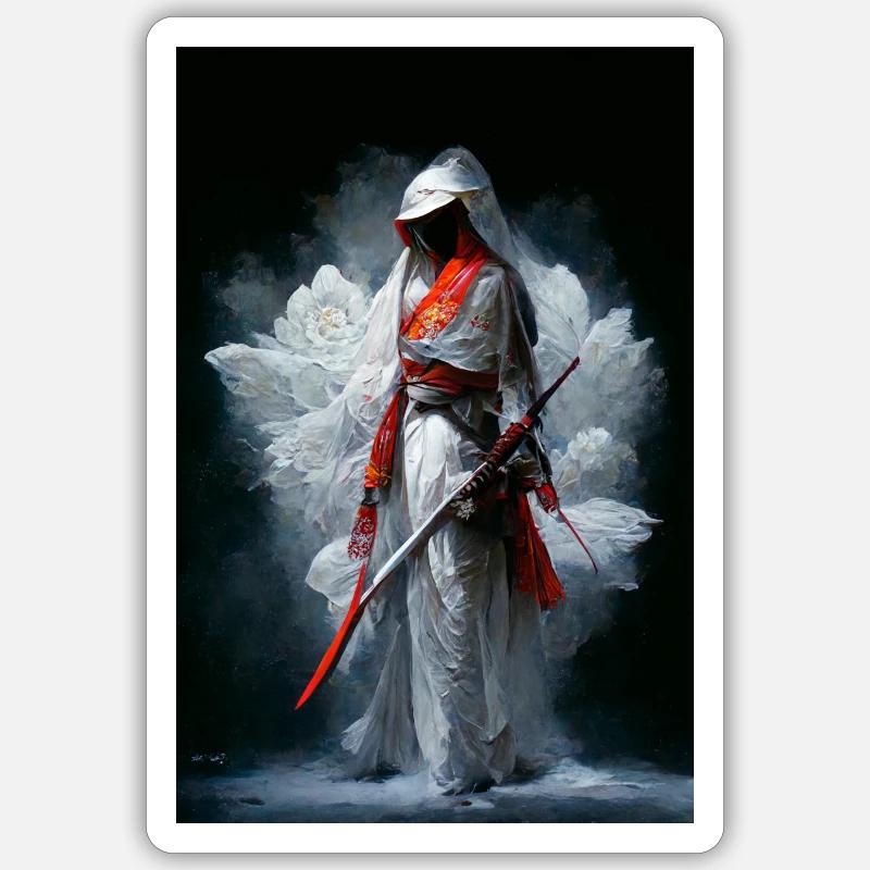 Samurai Blanc Sticker taille S (10 x 10 cm)