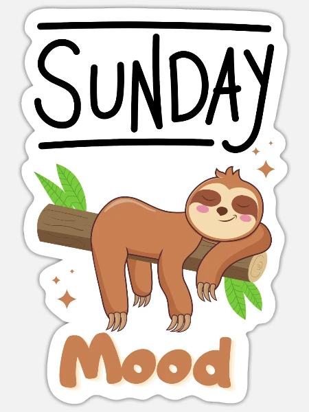 Faultier Sunday Mood - Sticker Größe S (10 x 10 cm) - Mattweiß
