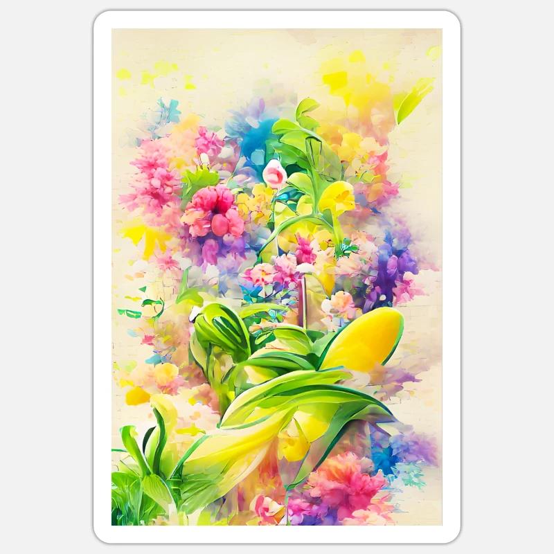 Blumen Kunst - Sticker Größe S (10 x 10 cm) - Mattweiß