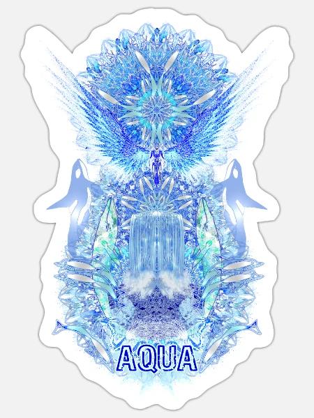 Aqua 2022 23 Delfine - Sticker Größe S (10 x 10 cm) - Mattweiß