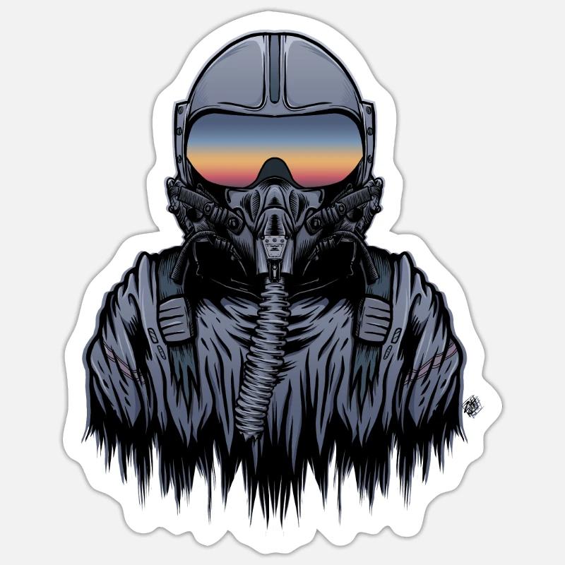 Fighter pilot - Sticker size S (10 x 10 cm) - white matte