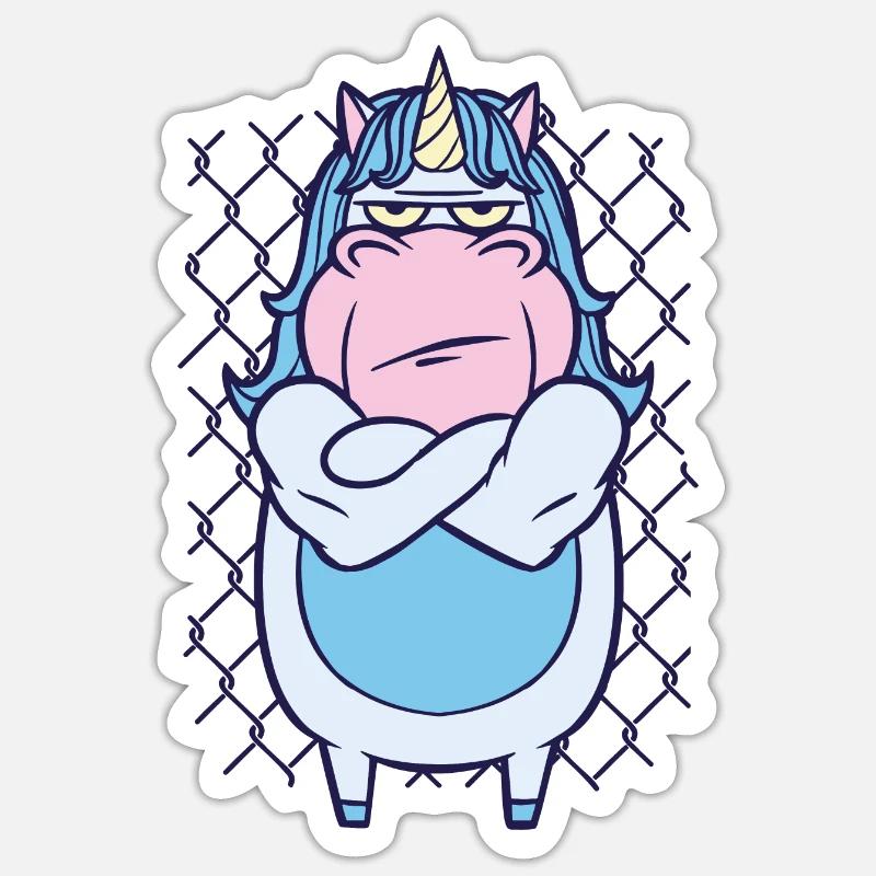 Wütendes Einhorn Geschenk Sticker Größe S (10 x 10 cm)